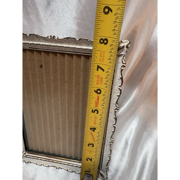 Vtg MCM Hollywood Regency Ornate Metal Picture Art Frame 5" X 7" White Gold - Picture 5 of 8